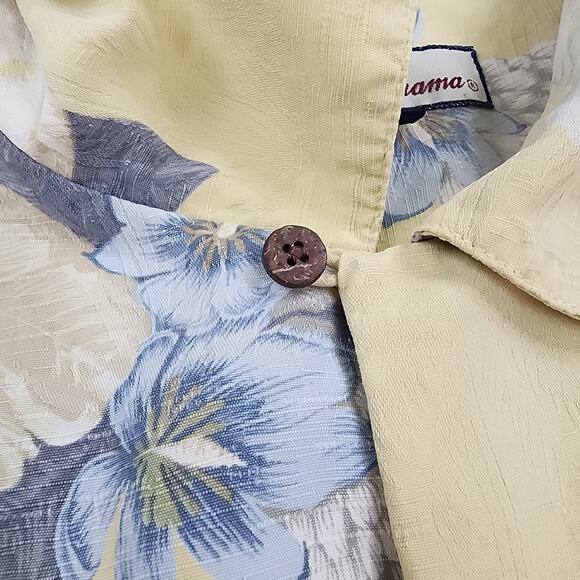 Tommy Bahama Shirt Mens Medium Yellow Silk Button Up Hawaiian Camp Loop Collar - Picture 9 of 16